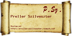 Preller Szilveszter névjegykártya